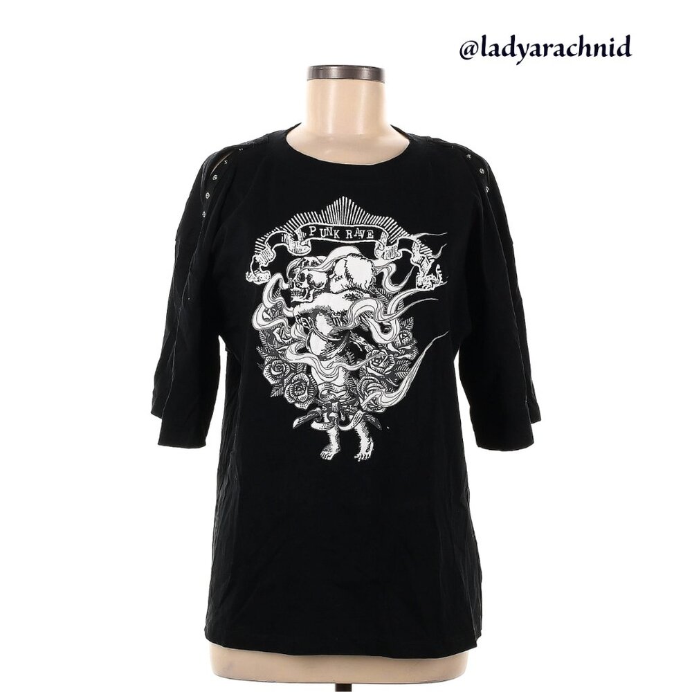 PUNK RAVE cherub print split sleeve tee - Picture 5 of 7